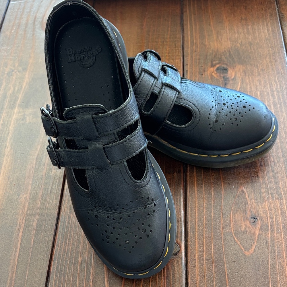 Dr. Martens Black Leather Double Strap Mary Jane Shoes | Size 6 women’s - Picture 4 of 6